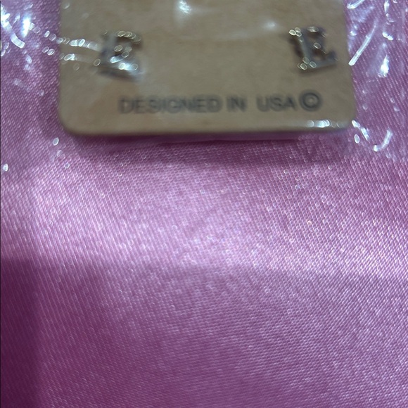 Petite 1/4” Initial Post Earrings Rhodium or 14KGP - Picture 8 of 8